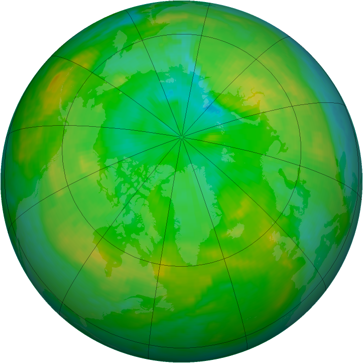 Arctic ozone map for 14 July 1985